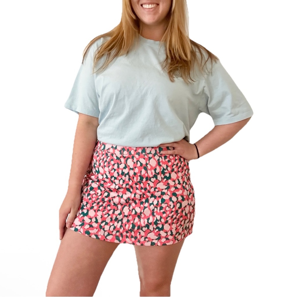 Prince Tennis Skort M Preppy Sorority College Activewear Pink Leopard Skirt